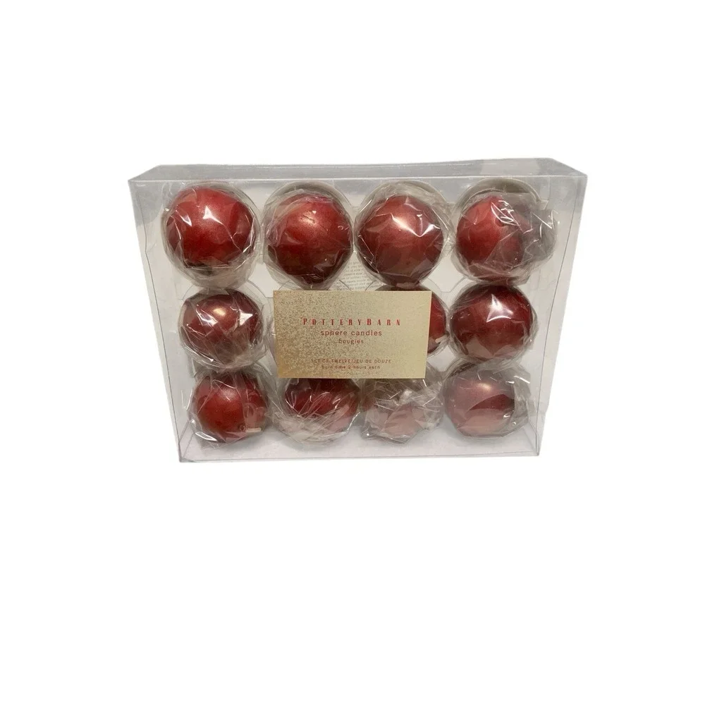 Pottery Barn Sphere Candles Bougies red box of 12 individual NEW 2 Hr Burn Time